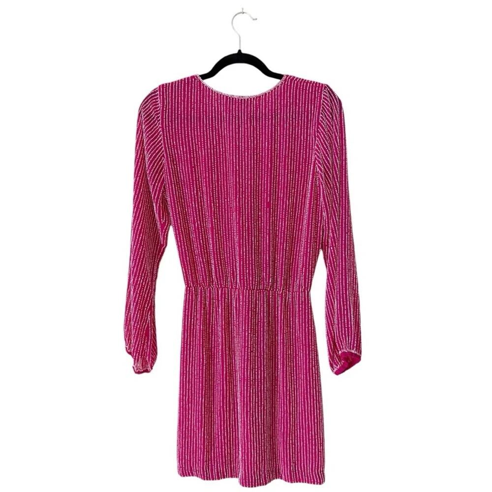 Karina Grimaldi Velvet Beaded Mini Wrap Robe Dress in Pink Size XS Extra Small - Picture 9 of 11